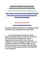 UOP HCS 320 Week 4 Learning Team Communication Channels Presentation