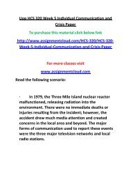 UOP HCS 320 Week 5 Individual Communication and Crisis Paper