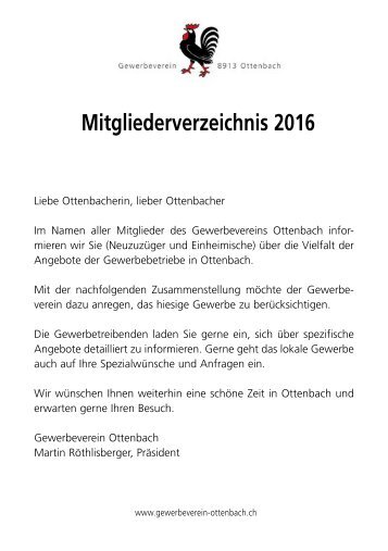 Mitgliederverzeichnis Gewerbeverein Ottenbach 2016