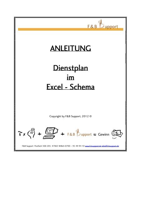 Dienstplan In Excel F B Support