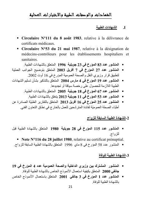 CIRCULAIRES - Ministère de la santé - TUNISIE   juin 2015.