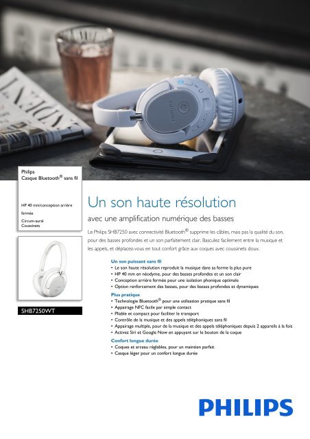 Philips Casque Bluetooth&reg; sans fil - Fiche Produit - FRA