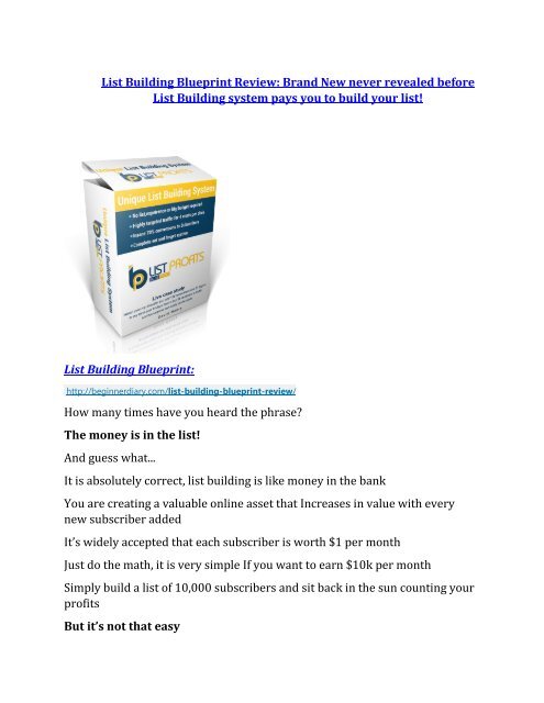 List Building Blueprint review and sneak peek demo