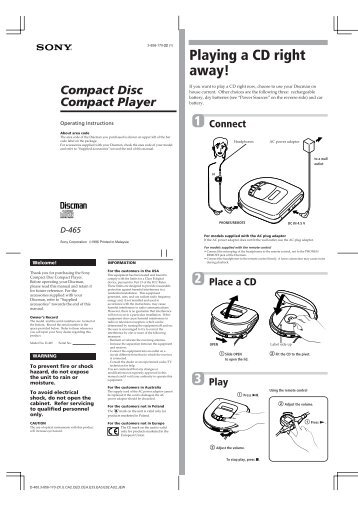 Sony D-465 - D-465 Istruzioni per l'uso Inglese