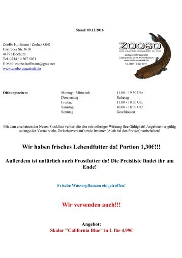 Stockliste ZooBo 09.12.2016