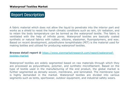 Waterproof Textiles Market