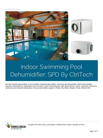 dehumidifier for swimming pool SPD series