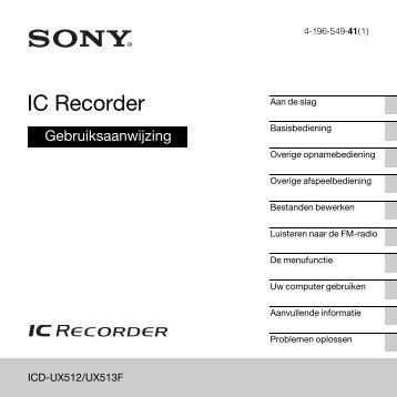 Sony ICD-UX512 - ICD-UX512 Istruzioni per l'uso Olandese