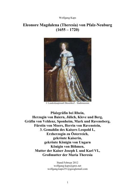Eleonore Magdalena Theresia Internet Stand Pfalz Neuburg