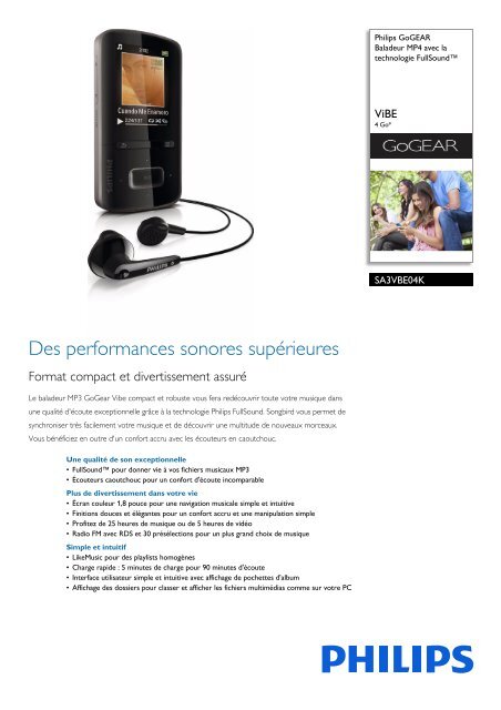 Philips GoGEAR Baladeur MP4 - Fiche Produit - FRA