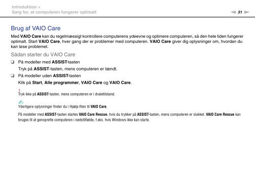 Sony VPCF13D4E - VPCF13D4E Istruzioni per l'uso Danese