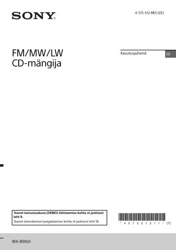 Sony WX-800UI - WX-800UI Istruzioni per l'uso Estone