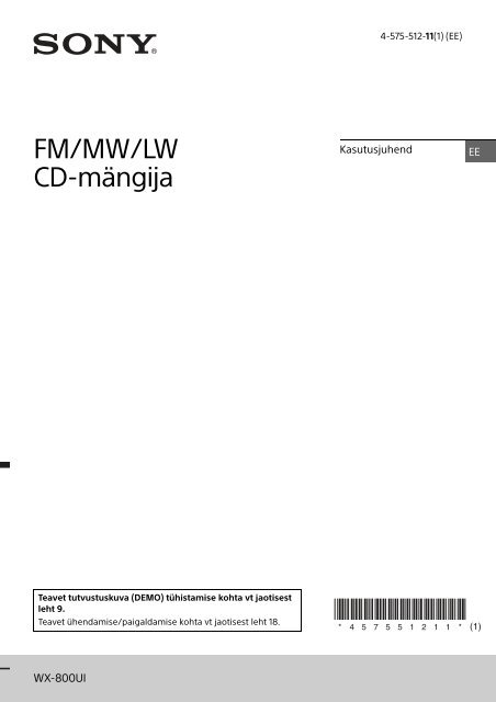 Sony WX-800UI - WX-800UI Istruzioni per l'uso Estone