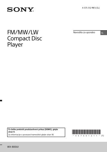 Sony WX-800UI - WX-800UI Istruzioni per l'uso Sloveno