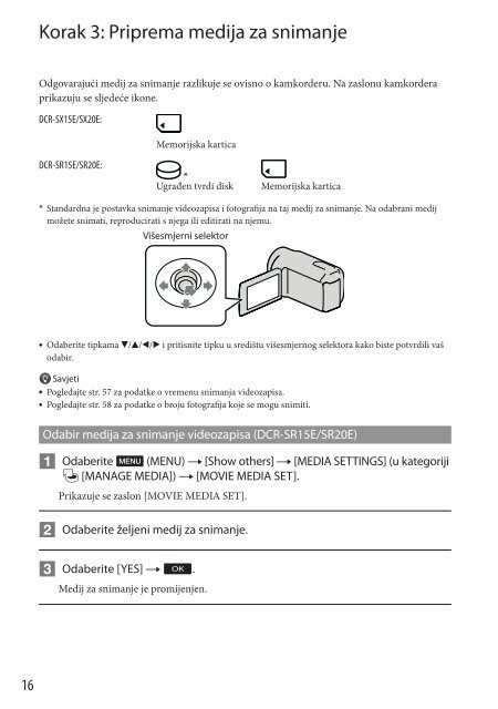 Sony DCR-SR15E - DCR-SR15E Istruzioni per l'uso Croato