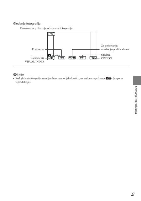 Sony DCR-SR15E - DCR-SR15E Istruzioni per l'uso Croato