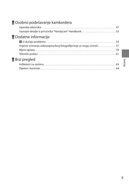 Sony DCR-SR15E - DCR-SR15E Istruzioni per l'uso Croato
