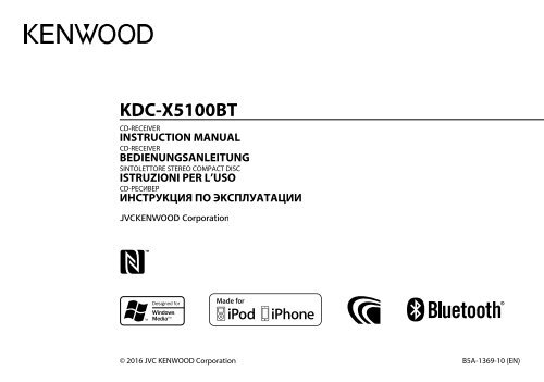 Kenwood KDC-X5100BT - Car Electronics English,German,Italian,Russian  (Instruction Manual) Europe (2016)