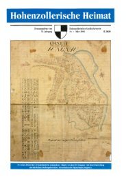 Hohenzollerische Heimat Hohenzollerischer Geschichtsverein Ev