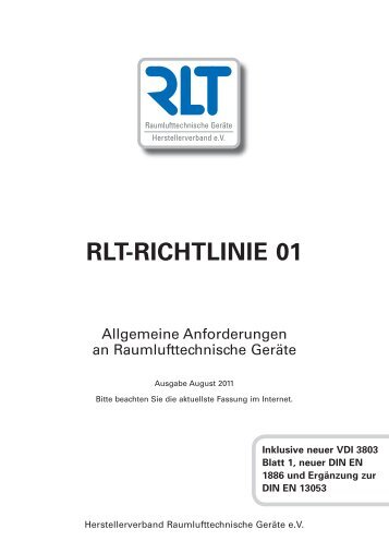 RLT-RICHTLINIE 01 - RLT Raumlufttechnische Geräte