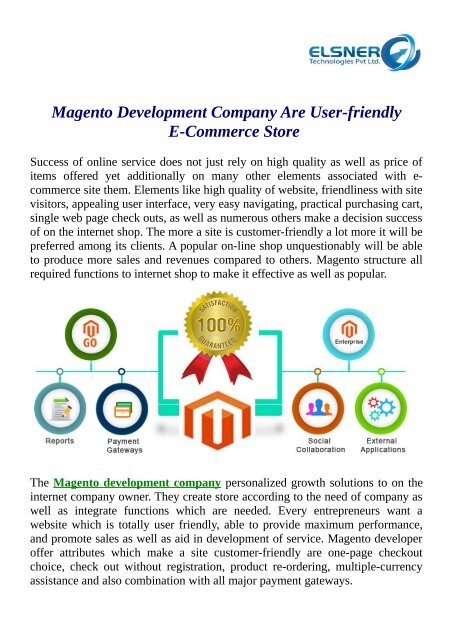 Magento Development Company Are User-friendly E-Commerce Store