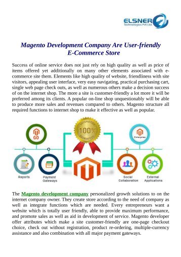 Magento Development Company Are User-friendly E-Commerce Store