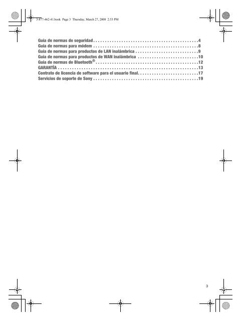 Sony VGN-NR38M - VGN-NR38M Documenti garanzia Spagnolo