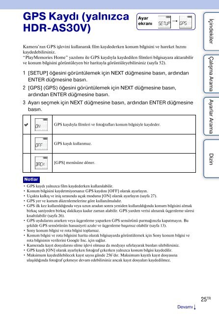 Sony HDR-AS30VD - HDR-AS30VD Guida all&rsquo;uso Turco