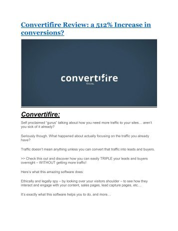 Convertifire review & Convertifire (Free) $26,700 bonuses