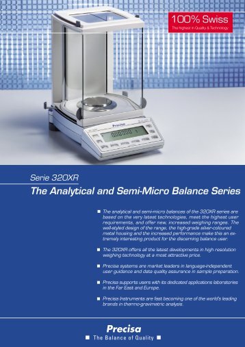 100% Swiss The Analytical and Semi-Micro Balance Series