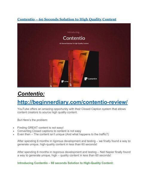 Contentio Review-(FREE) $32,000 Bonus & Discount