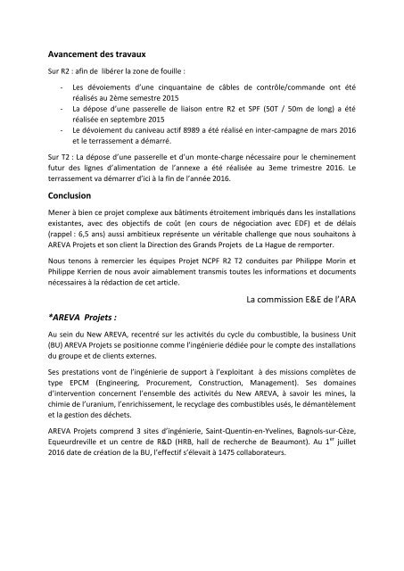 LE PROJET NCPF (Nouvelle Concentration Produits Fission)