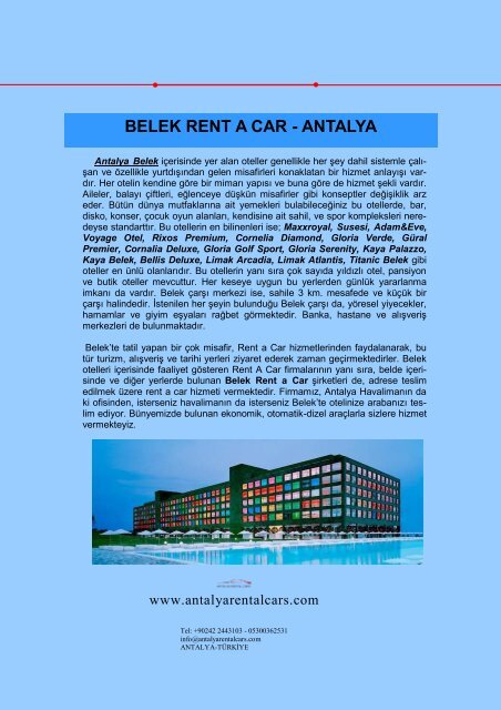 BELEK Rent a Car - ANTALYA 