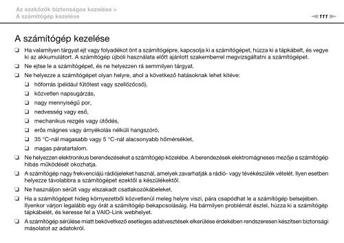 Sony VPCEB1B4E - VPCEB1B4E Istruzioni per l'uso Ungherese