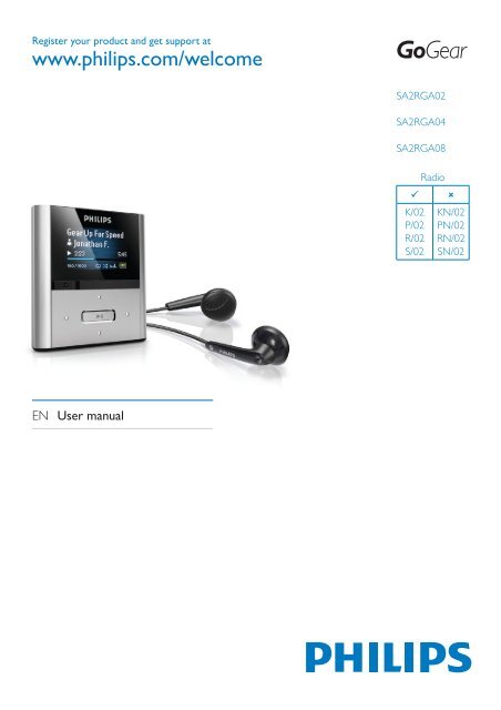 Philips GoGEAR Baladeur MP3 - Mode d&amp;rsquo;emploi - ENG