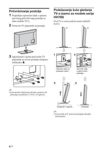 Sony KDL-40HX700 - KDL-40HX700 Istruzioni per l'uso Croato