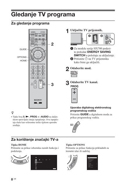 Sony KDL-40HX700 - KDL-40HX700 Istruzioni per l'uso Croato