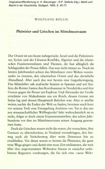Wolfgang Röllig - Phoenizier und Griechen im Mittelmeerraum (1995)