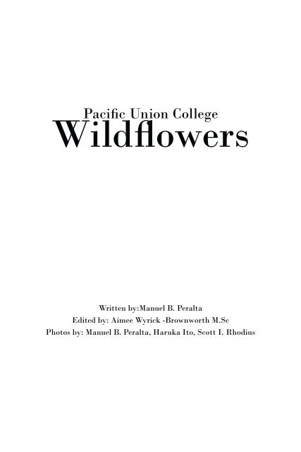 Wild Flowers of Pacific Union College 