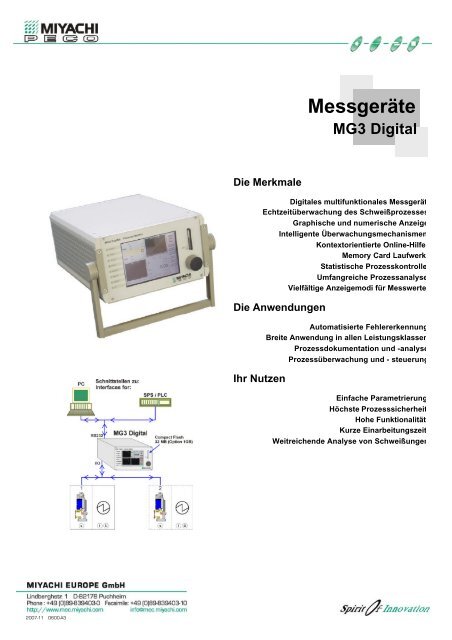 MG3 Digital Messgeräte - Miyachi Europe