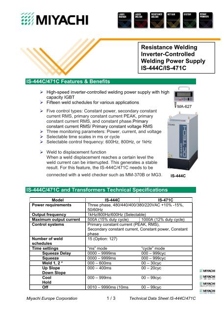 Resistance Welding Inverter-Controlled Welding ...  - Miyachi Europe