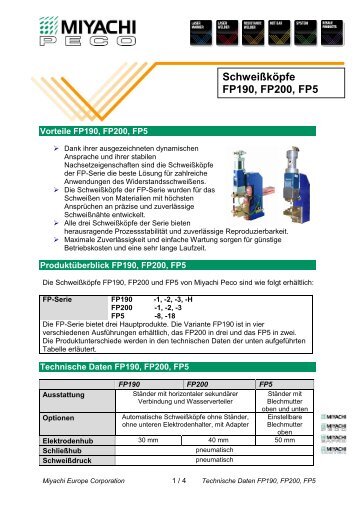 Technical Data Sheet - Miyachi Europe