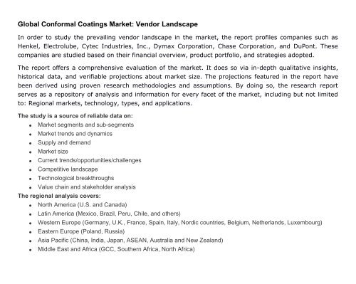 Conformal coating: Type of Coating applied to electronic devices to protect from heat and rain: Market expand at the highest CAGR upto 2024