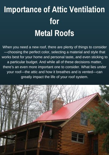 Importance of Attic Ventilation for Metal Roofs