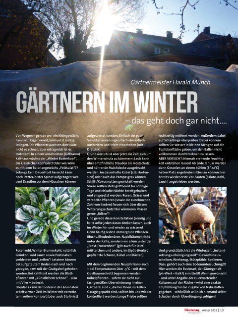 Fürstenau-Magazin Weihnachten / Winter 2016