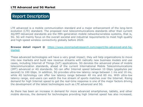 LTE Advanced and 5G Market