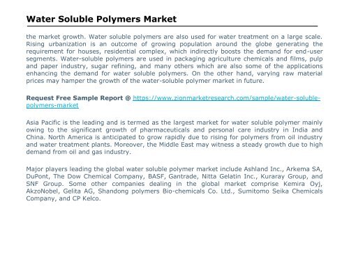 Water Soluble Polymers Market