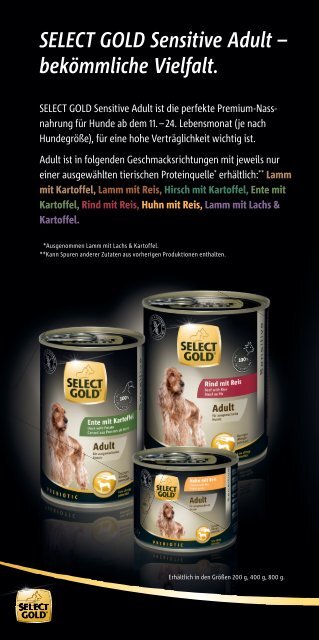 SELECT GOLD sensitive Nassnahrung für Hunde