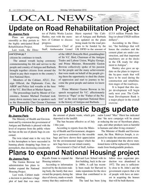 Caribbean Times 54th Issue - Monday 12th December 2016