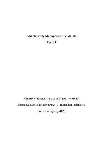 Cybersecurity Management Guidelines Ver 1.1